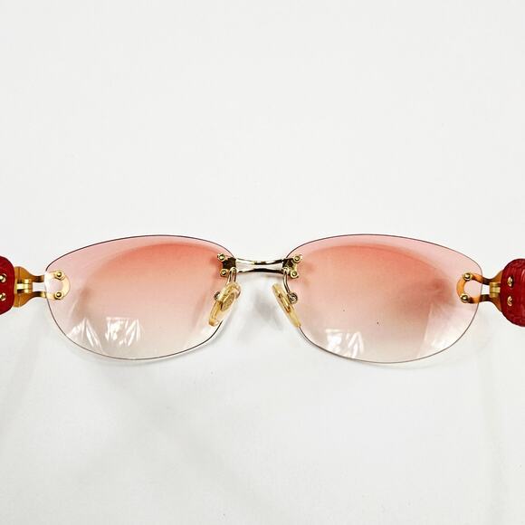 Y2k Celine Rimless Sunglasses Leather Wrapped Horsebit Hinge Vintage main image 4